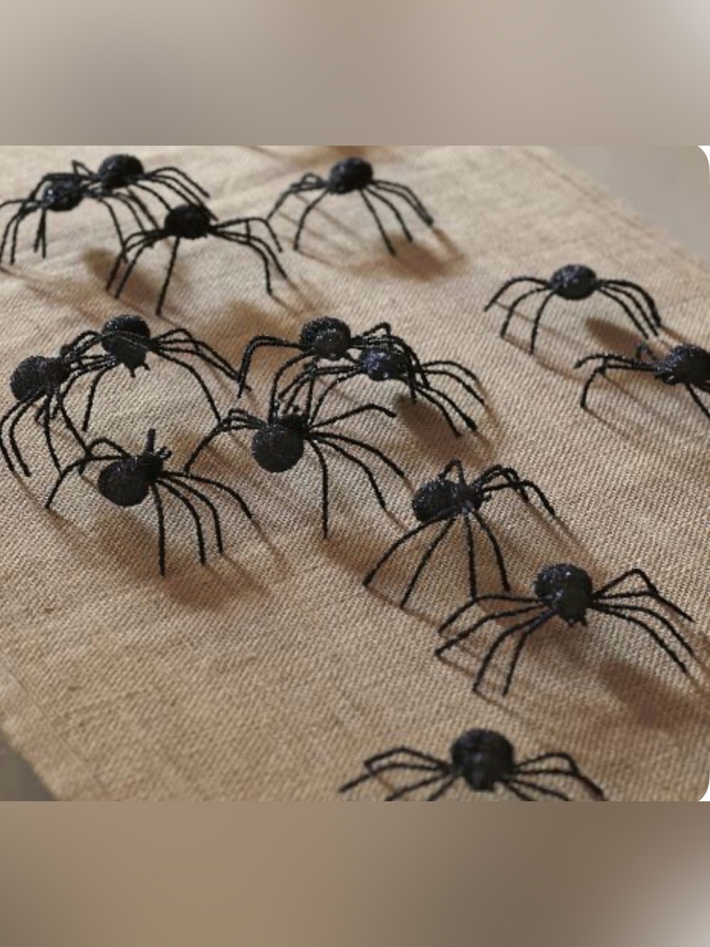 POTTERY BARN Black Glitter Spiders Halloween Vase Filler Set of 16 RETIRED